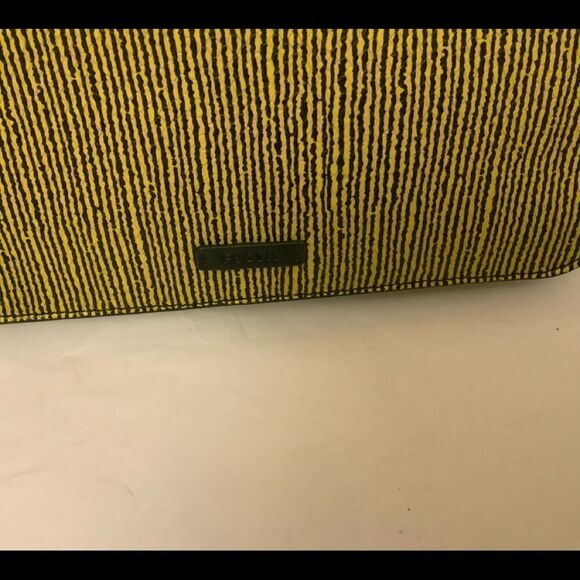 Fossil Whip bag Genuine Leather Purse Green Black Removable Handles rare - Picture 3 of 13